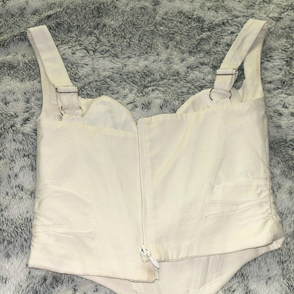 Mistress Rocks NWOT Cream Corset Top with Gathered Bust - Picture 3 of 4